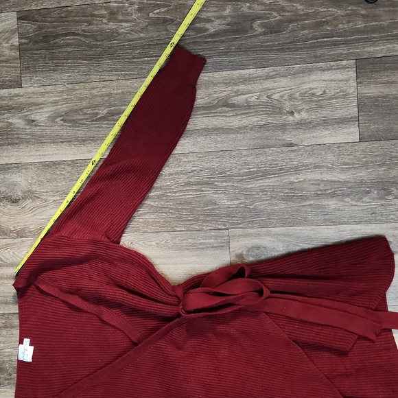 Princess Polly Burgundy Wrap Sweater Mini Dress Size L/XL - Picture 7 of 10